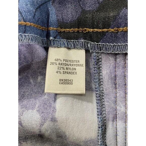 Van Heusen Womens Floral Print Stretch Pants Size 16 Short Blue Black - Picture 7 of 11